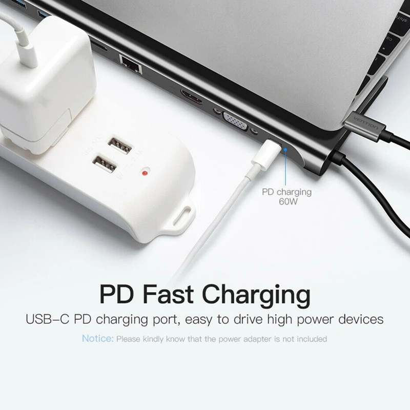 Док станция 11 в 1 USB Type C на 3 0 HDMI VGA RJ45|Сетевые концентраторы| |
