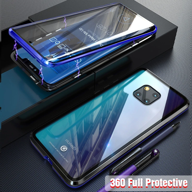 360 Полный Магнитный чехол для huawei P30 Pro P20 mate 20 металлический бампер 12D Передняя сенсорная пленка закаленное стекло крышка huawei P30 Pro Чехол