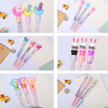 

Flamingo Gel Pen Novelty Cartoon Quicksand Pens Korean Stationery Cute Pens Black Signature Gel Pen Cute Stationary Supplies