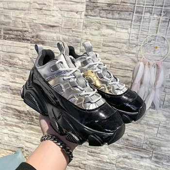 

2020 Autumn Woman Old Dad Shoes Fashion Sneakers Luxury Brand Platform Sports Casual Shoes Chunky Vulcanized Shoes Women Black