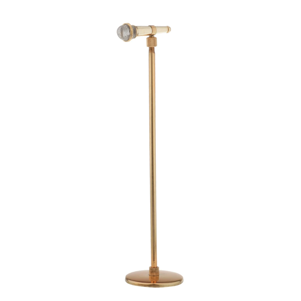 1/6 Scale Adjustable 22-40cm Microphone Model for Action Figures Hot Toys Dolls House Miniature Decor Gold