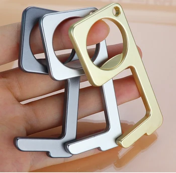 

2pcs EDC door opener keychain multifunctional bottle opener touch screen head contact-free anti-epidemic isolation key pendant