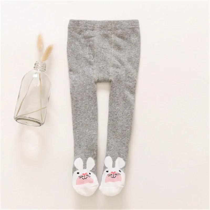 solid gray Детские колготки с заячьими ушками; сезон зима-весна; колготки для маленьких девочек; хлопковые колготки для новорожденных девочек - Цвет: solid gray