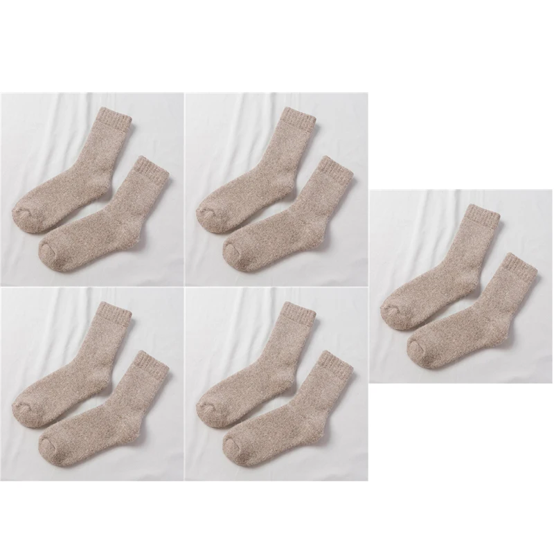Зимние высококачественные шерстяные носки, мужские удобные кашемировые толстые носки, зимние теплые пушистые шерстяные носки, мужские однотонные носки - Цвет: 5