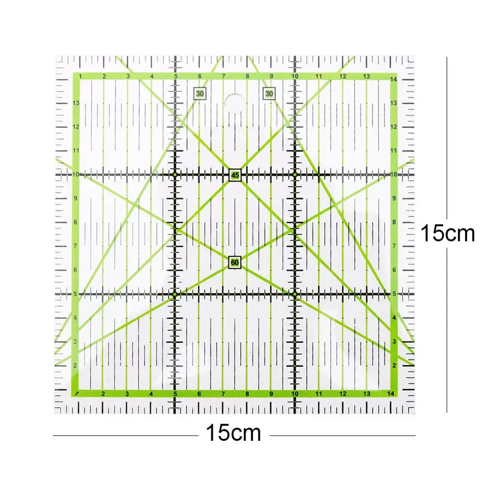 1 шт. Лоскутная линейка инструменты для квилтинга Толстая Акриловая Ткань линейка для пэтчворк DIY Швейные Инструменты для квилтинга - Цвет: 15X15cm