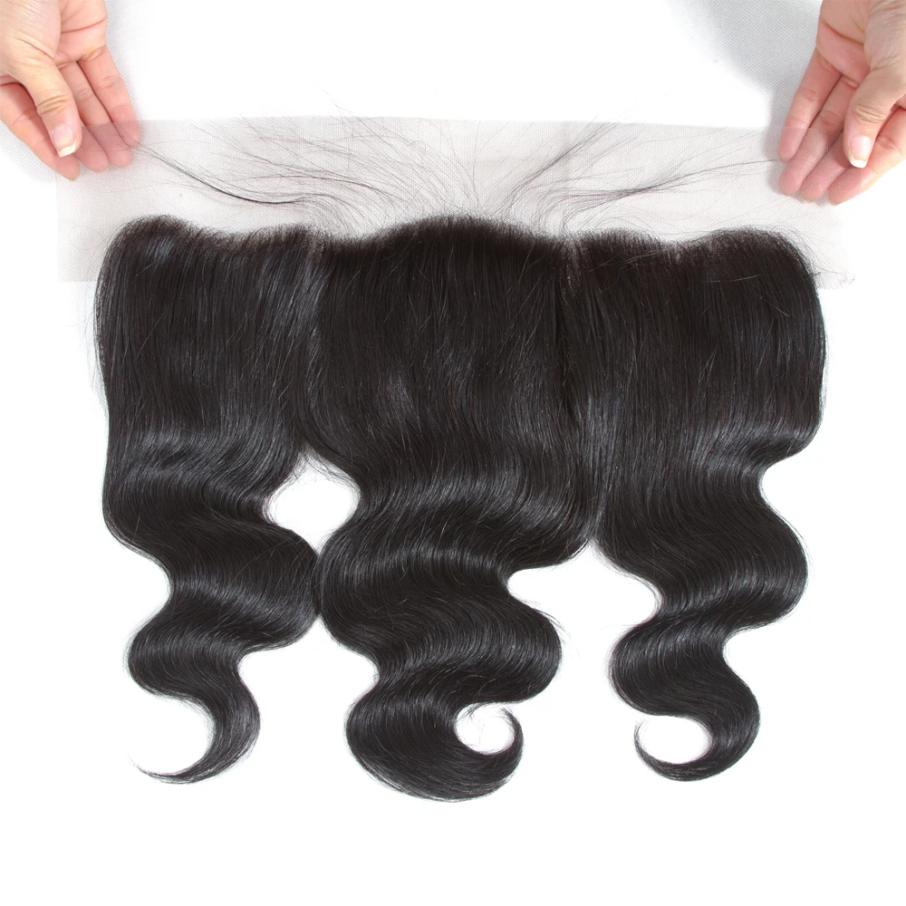 QT Hair Malaysian Body Wave Hair 3/4 Bundles With Lace Frontal Human Bundles With Frontal Non Remy Black Color