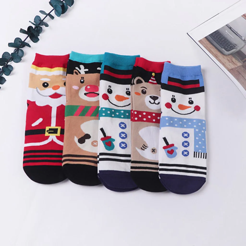 Рождественские женские носки для девочек, милые Рождественские Зимние носки с принтом Санта Клауса, лося, снеговика, medias de mujer FN65