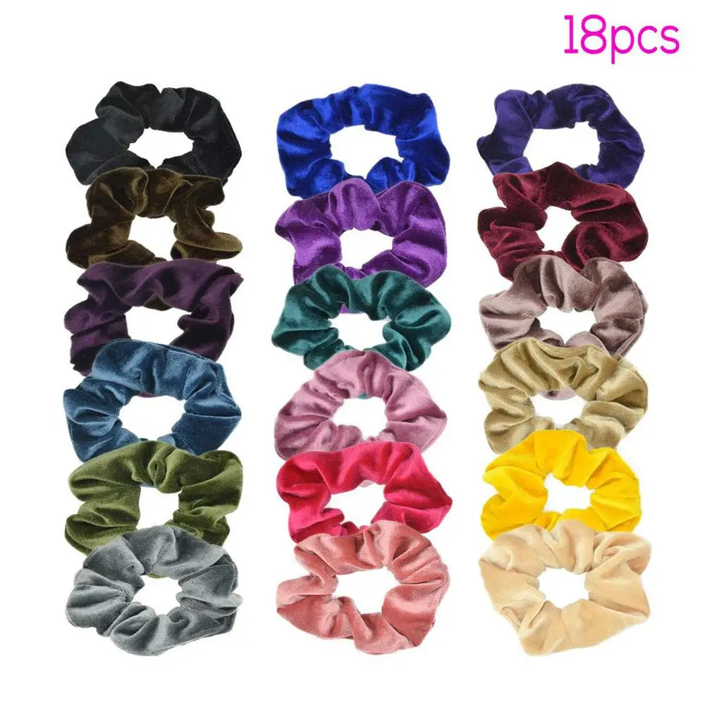 18 PCS 50,40 шт. бархатные резинки для волос для женщин и девушек эластичные резиновые ленты аксессуары резинка для женщин кольцо для волос Веревка конский хвост держатель# G1 - Цвет: 18 PCS