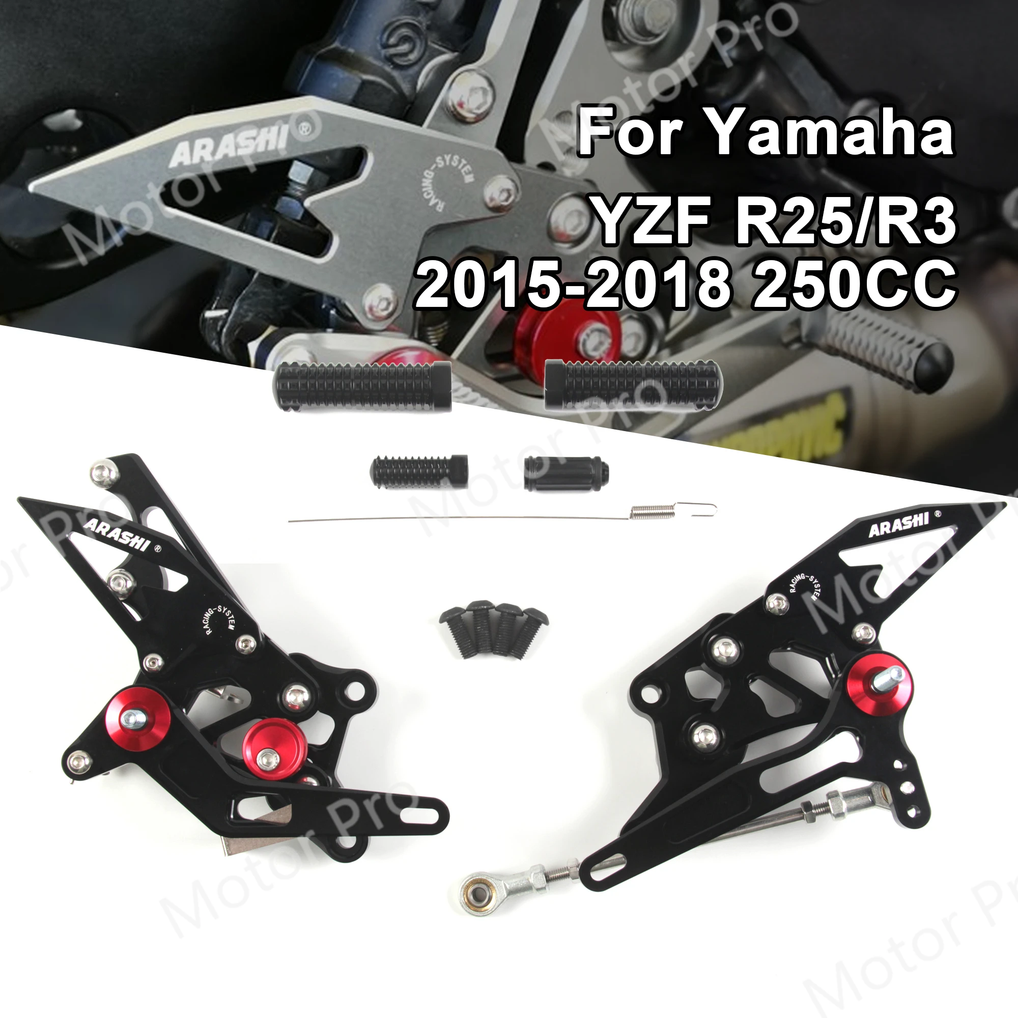 Adjustable Footrests For Yamaha YZF R25 R3 2015 - 2021 Motorcycle Accessories Foot Pegs Rearset Pedal YZF-R3 YZF-R25 2016 2017 | Автомобили