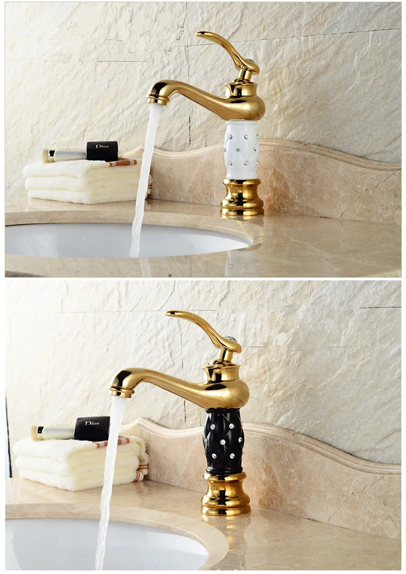 Bacia do banheiro ouro torneira de Bronze