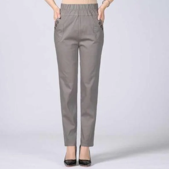 Стрейчевые длинные брюки размера плюс 5XL с высокой талией, женские хлопковые прямые брюки, женские брюки, женские офисные брюки DA416