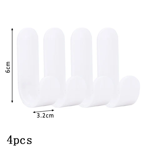 J Shape Self-adhesive Multi Purpose ABS Plastic Home Decoration No Trace Wall Hook Pure Color Nordic Style