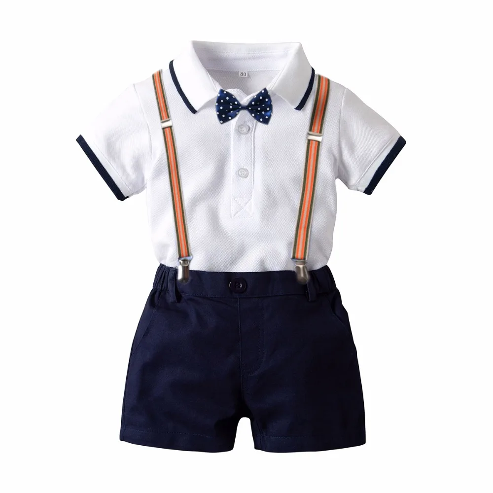 Одежда для маленьких мальчиков; боди с короткими рукавами для малышей+ галстук-бабочка+ шорты на бретелях; костюм; одежда для маленьких мальчиков; комплект одежды; M