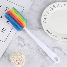 Colorful Detachable Water Bottle Cup Mug Glass Washing Sponge Cleaning Brush Scrubber With Handle Cleaning Utensils Brush Glass