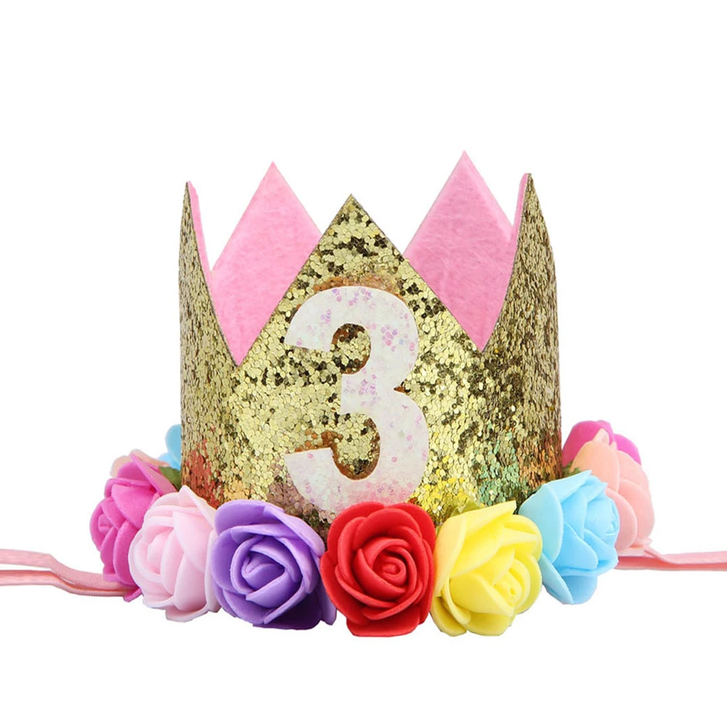 Sombrero de fiesta de cumpleaños de bebé, diadema de corona de princesa,  decoraciones de cumpleaños de 1 año, 2 años, 3 años, suministros de fiesta  para niños - AliExpress