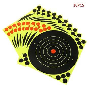 

OOTDTY 10pcs Adhesive Target Shooting Sticker Fluorescent Splash Flower 8x8'' Objective