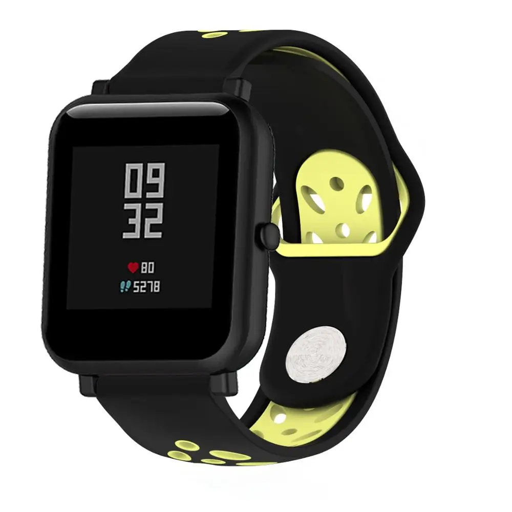20 мм двойной цвет силиконовый ремешок для часов Xiaomi Huami Amazfit Bip браслет GTS умные