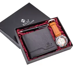 COXRY Мужской подарочный набор, комбинированный набор ручек, красиво упакованные кожаные мужские часы, подарок для друга 2019, кварцевые часы