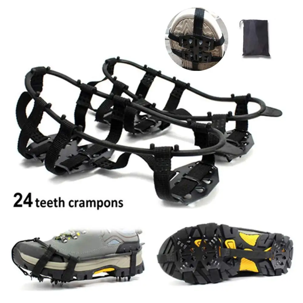 

24 Teeth M/L Anti-Skid Spikes Cleats Ice Snow Crampons Gripper Shoe Snow Chain Anti Slip Shoe Covers Winter Climbing Skiing