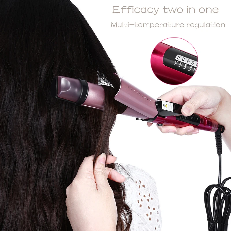 

Kemei 2 IN 1 Hair Straightener Steam Straight Splint Negative Ion Curling wand iron Electric Hot Comb Curler EU plug KM-8833 5