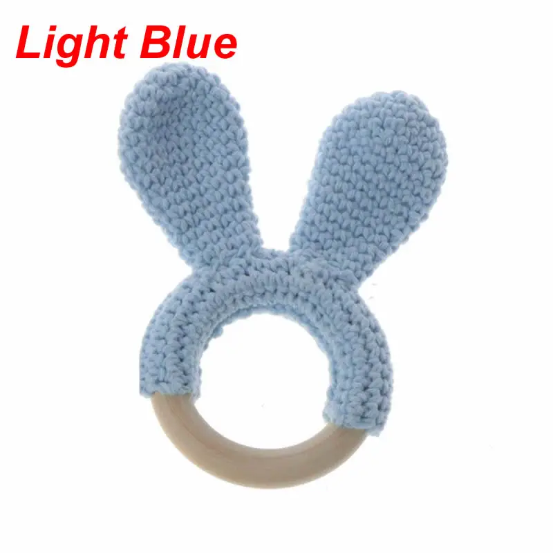 Light Blue Детский кролик грызунок в форме уха деревянный Прорезыватель зубов кольцо новорожденный сенсорная игрушка Душ подарок безопасное прорезывание зубов игрушки деревянный Прорезыватель - Цвет: Light Blue