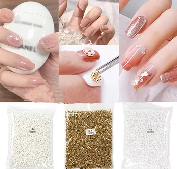 

2MM/3MM/4MM White/Gold Half Round Pearl Flat Back Gems Resin Pearl Beads Nail Art Jewelry Acrylic Pearl DIY Nail Decoration F722