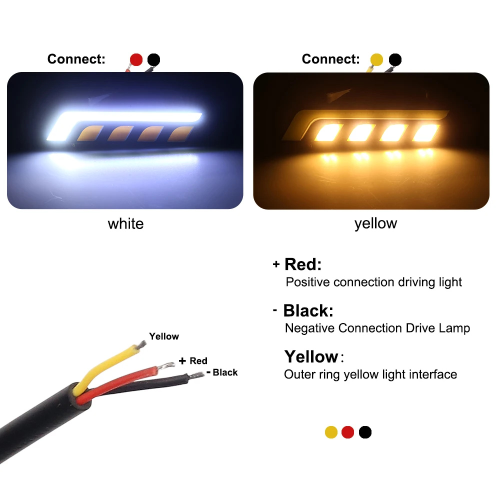 Nlpearl 2x Car Light Assembly Car Led Fog Light Daytime Running Lights Dual Color White Yellow Auto DRL COB Auto Day Light 12V Nlpearl 2x Car Light Assembly Car Led Fog Light Daytime Running Lights Dual Color White Yellow Auto DRL COB Auto Day Light 12V