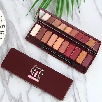 

10 Color Glittery Shiny Eyeshadow Palette Glamorous Waterproof Non-Staining Cherry Eyeshadow Shimmer Glitter Makeup