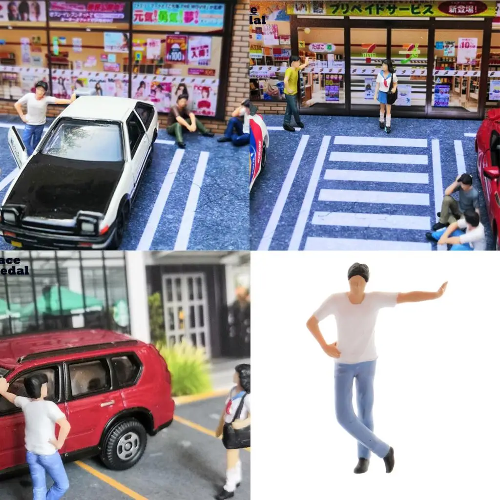 1/64 Model Street Greeting Scenes Man Figure Dolls Building Table Decor Resin Model Movie Character Doll Action Figure Shows