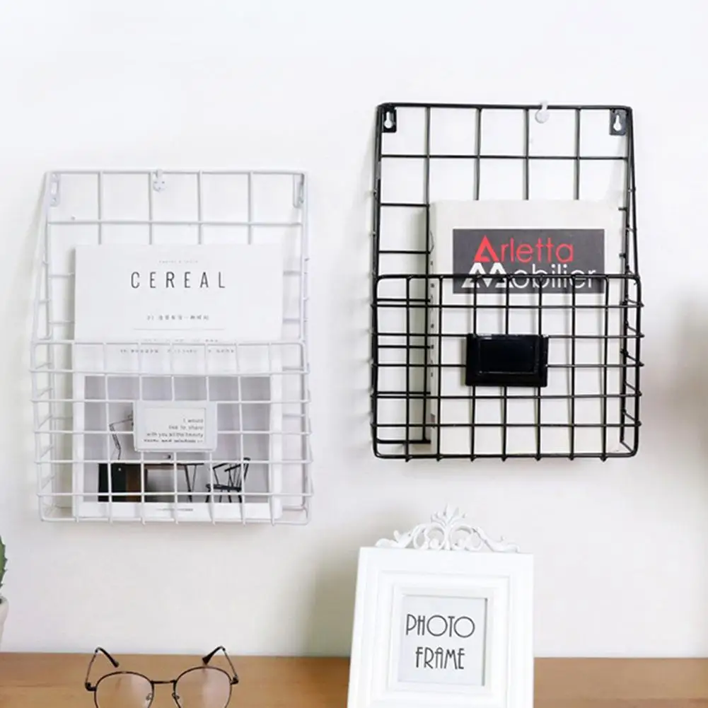 

Wrought Iron Magazine Rack Innovative Simple Wall Decorative Rack Newspaper Document File Storage Shelf