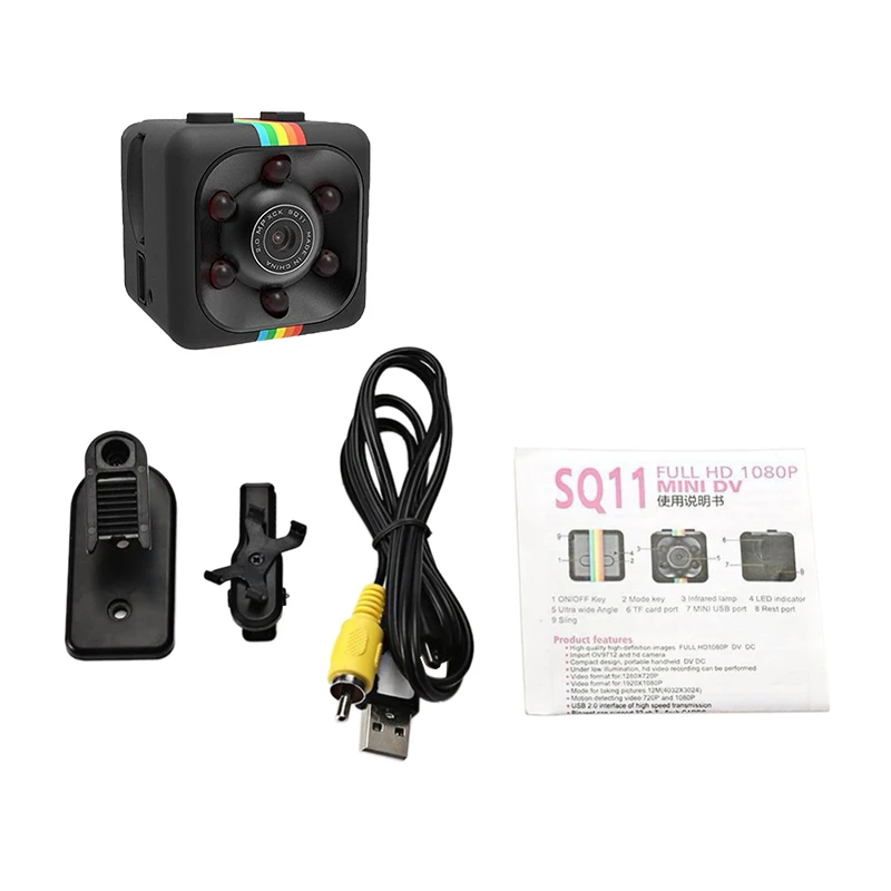 Sq11 Mini Camera Hd 1080P Night-Vision Camcorder Car Dvr Infrared Video Recorder Sport Digital Support Tf Card Dv | Автомобили и