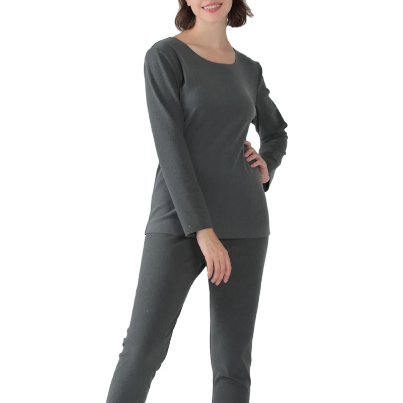 dark gray sets Mferlier негабаритных женщин кальсоны Бесшовные Твердые с длинным рукавом Нижнее белье Топы+ теплые низ 6XL 7XL 8XL флисовое нательное бельё наборы - Цвет: dark gray sets