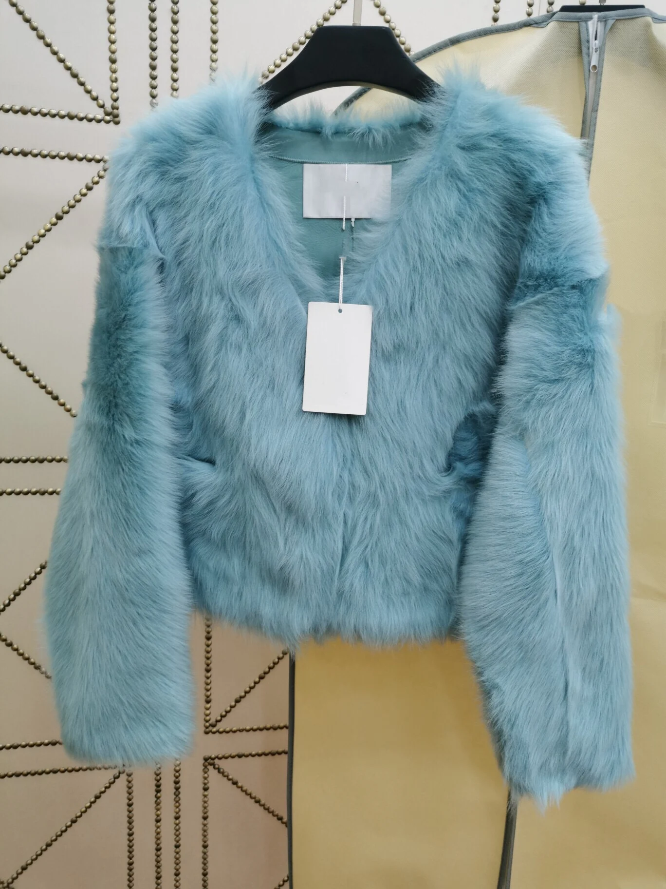 2010 New Arrival Spring Clothes Women High Quality Wool Sheepskin White Brown Turquoise Jacket Fashion V Neck Thick Fur Coat