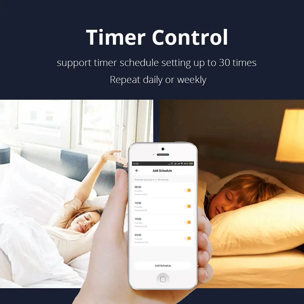 Online Motor inteligente de cortinas con riel e interruptor de pared compatible con Alexa, Google Home y controlados por medio de Tuya