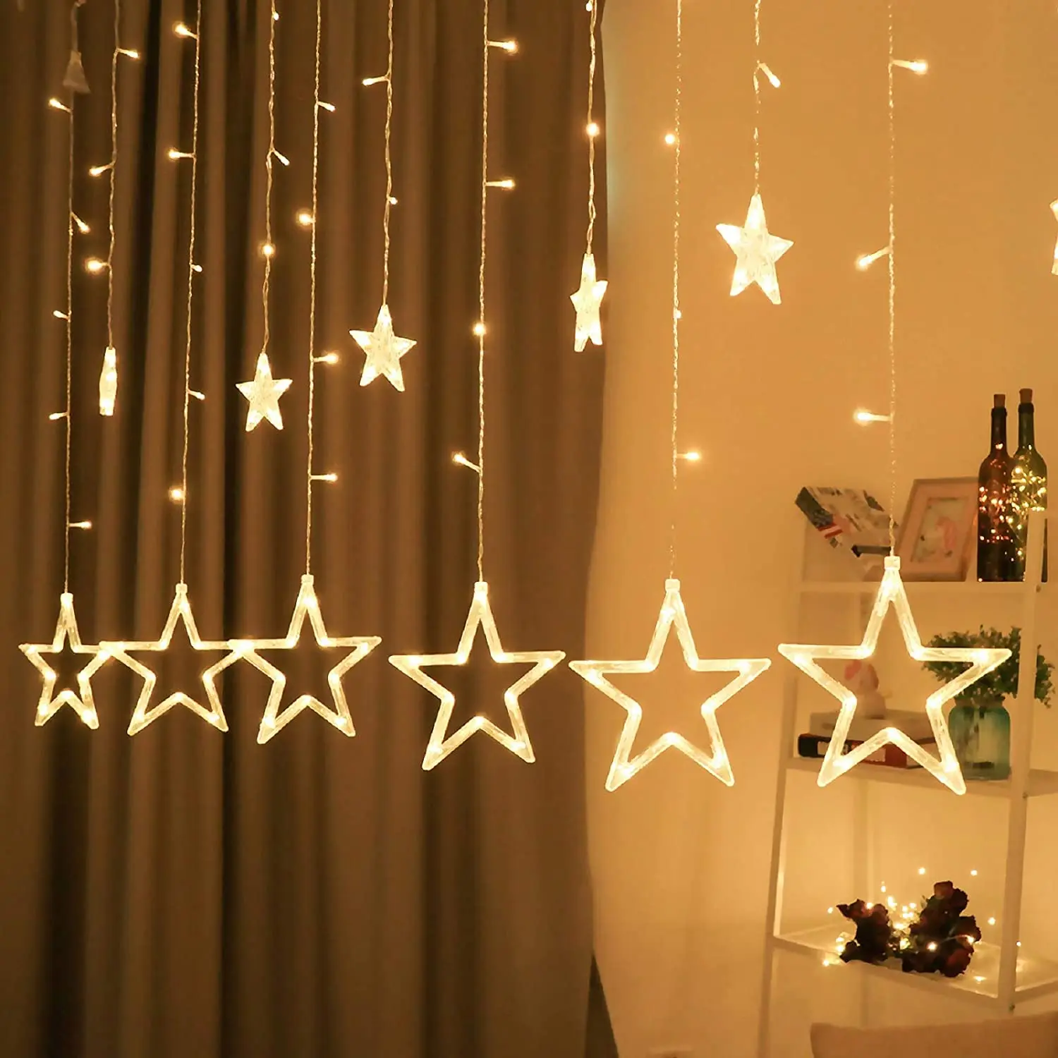 thumbnail image 1 of Guirnalda de luces LED de 220 V con enchufe europeo, con control remoto, para exteriores, Navidad, decoración de bodas y fiestas, luces tipo cortina, 1 of 4