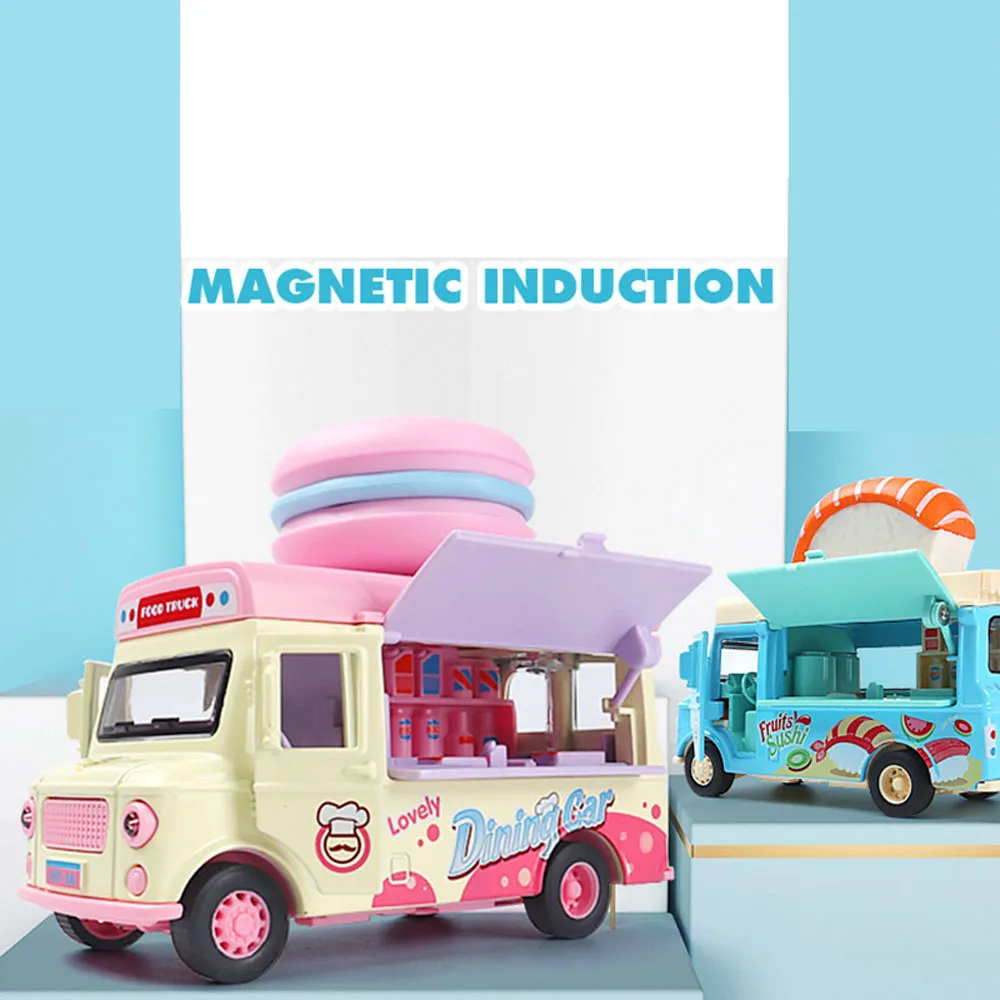 

1:36 alloy car Dining Car Pull Back Sensor Model with Sound LED Pretend Play Kids Toy induction dining car toy car