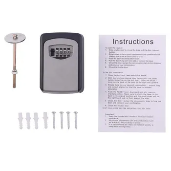 

4 Digit Metal Outdoor Safe Key Box Key Storage Organizer Box Security Storage Lock Box Outdoor Wall Mount Case Storage Tools