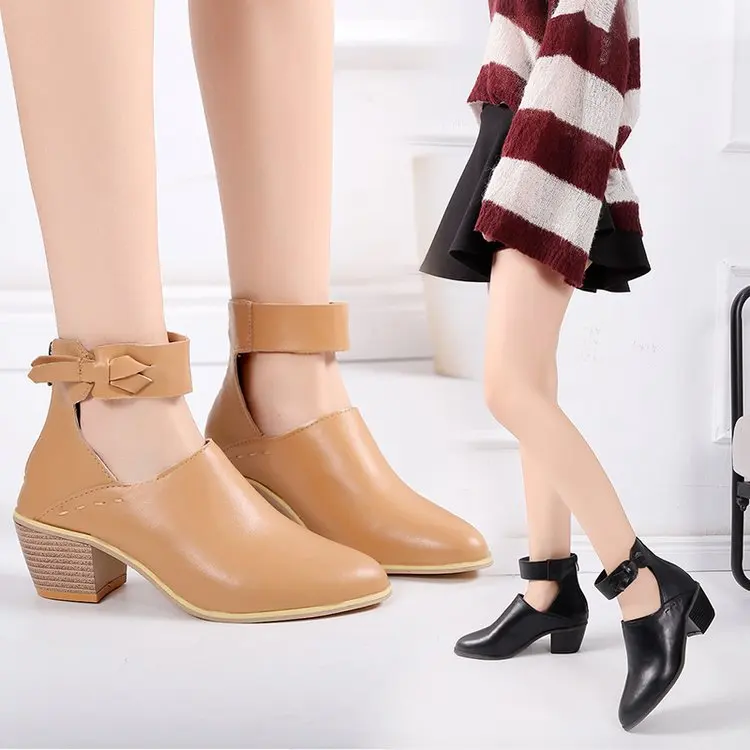 

Women's ankle boots new Europe and America large size thick with waterproof platform shoes pointed high-heeled Martin bootswomen