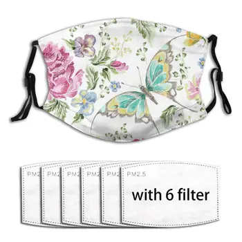 

Embroidery Floral Roses Violets And Butterflies Mouth Mask Reusable Dust Face Masks Replaceable Filter Waterproof Mask