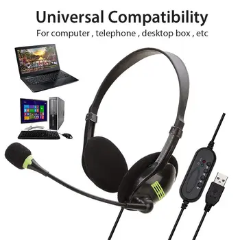 

New USB Headset Lightweight Headphone Comfortable Flexible Microphone Universal for Computers Laptops Customer Service Hot Sale