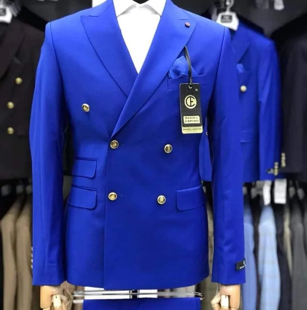 

Brand New Men's Royal Blue Slim Fit 2 Pieces Fashion Suit Double Breated Tuxedos Wedding Suit Blazer (Jacket+Pant)
