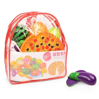 

24Pcs Fruits Vegetable Food Plastic Cutting Set Kid Pretend Play Educational Toy with smooth surface and curves