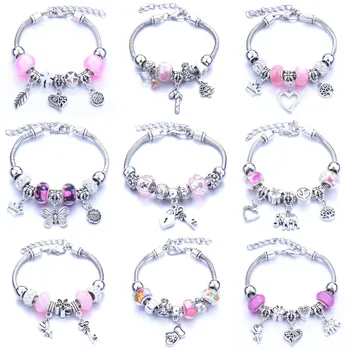 

Vintage Pink Tree of Life Charm Bracelets for Women DIY Crystal Beads Fine pulseras mujer charm Jewelry wholesale bulk