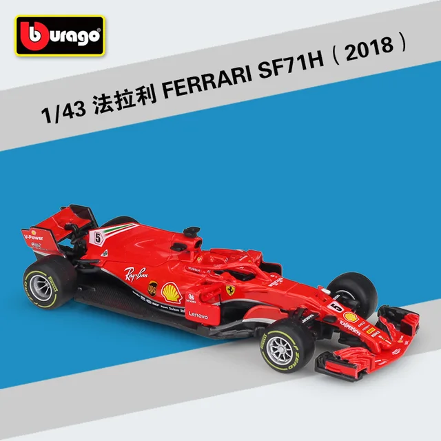1:43 Bburago 1:43  SF14T-7 F1 Racing Ferrari 2018 SF71H 2017 SF70 2016 SF16 2014 S14T F21012 Diecast Model Car SF71H-5