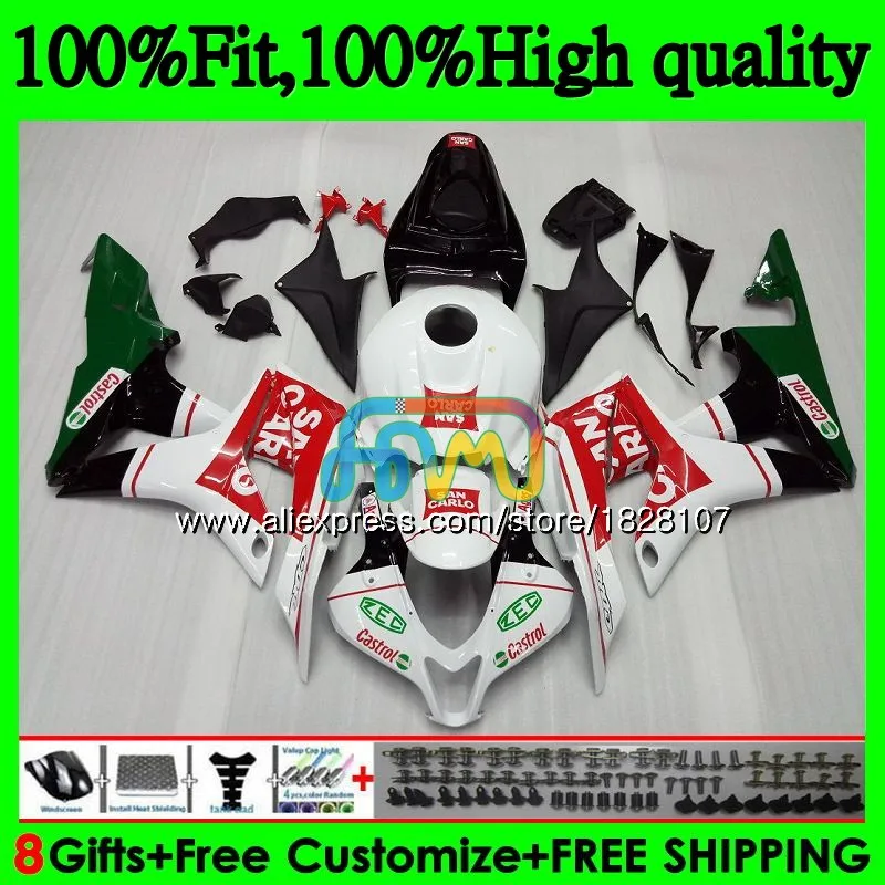 Литья под давлением для HONDA CBR600 CBR 600 RR CC 600RR 600F5 F5 07 08 60BS. 45 CBR600RR CBR600F5 600CC 2007 2008 красный зеленый обтекатель oem