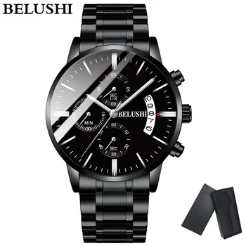 

BELUSHI Men's Quartz Watches Business Calendar Chronograph Luxury Brand Watch Luminous Hands Waterproof Male Clock Wristwatch