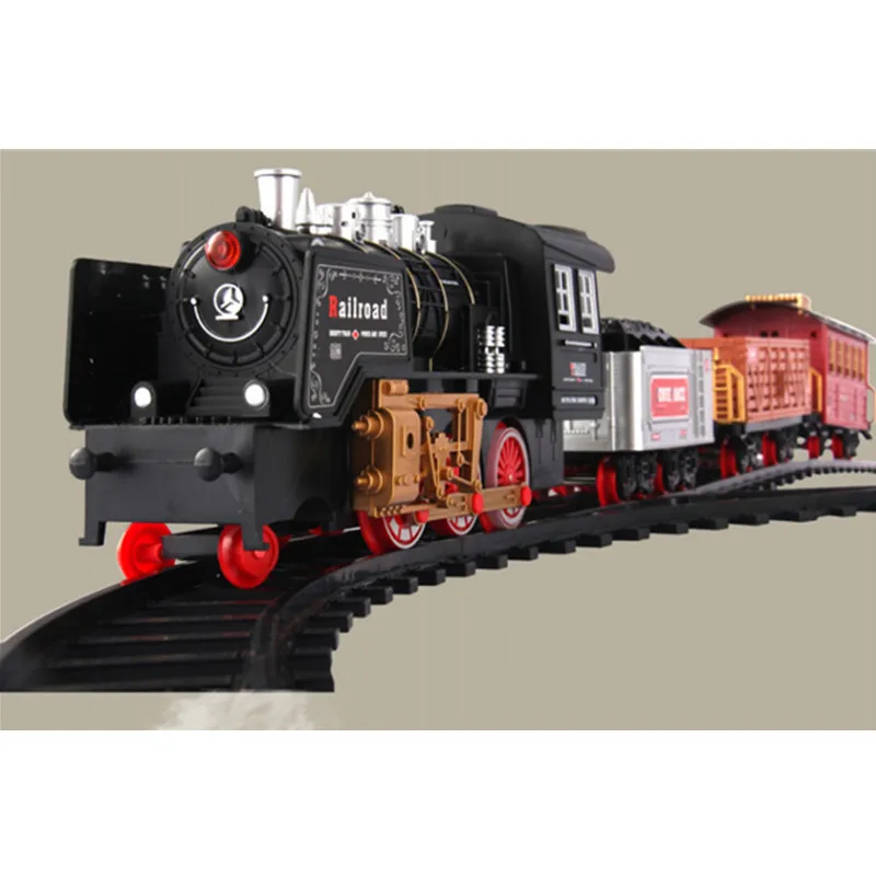 High Simulation Smoking Steam Spray 2.4G RC Steam Train Model With Sound Light Driving 666CM Track DIY Assembly Chimney Railway 5