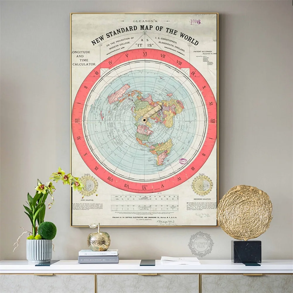 Peinture En Toile De Soie Avec Carte De Terre Plate Affiche Murale Decoration De Maison Quadro Cuadros Aliexpress