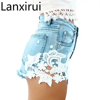 

New Arrival Women 'S Fashion Brand Vintage Tassel Lace Ripped Loose High Waisted Shorts Jeans Punk Sexy Denim Shorts