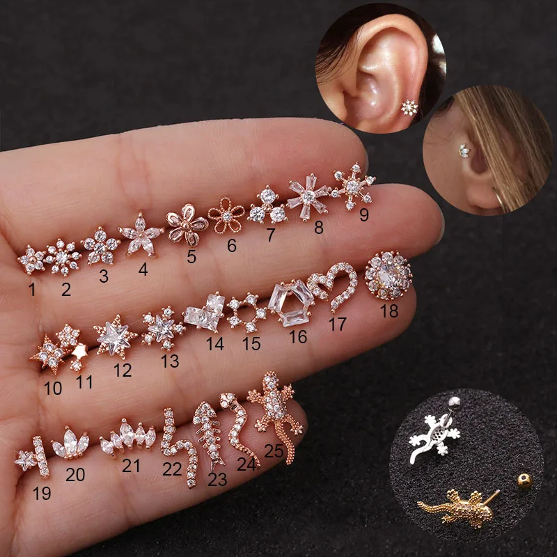 1Pc-Rose-Gold-Color-Plants-And-Animals-Cz-Cartilage-Earring-Helix-Piercing-Jewelry-Conch-Rook-Lobe